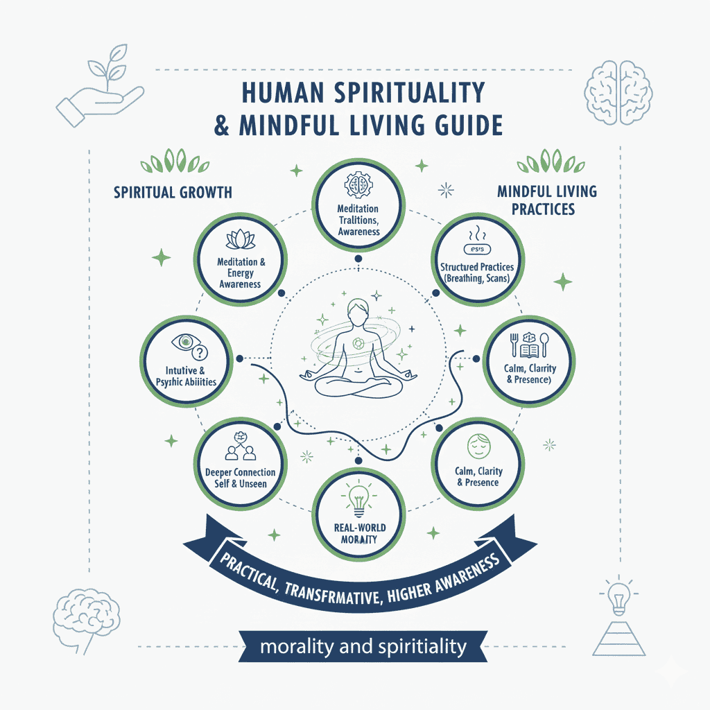 Holistic spiritual growth through meditation, energy awareness, intuitive development, and deeper self-connection.