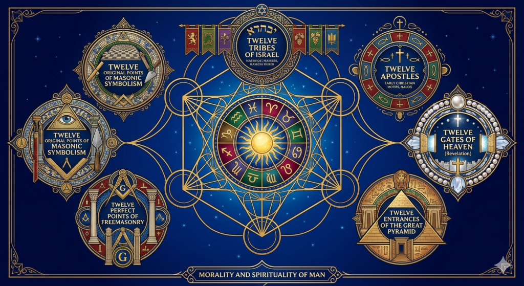 Detailed diagram breaking down zodiac signs meaning into decans and duodecans, showing the 72 angelic celestial intelligences assigned by Hebrew Qabbalistic tradition