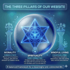 A minimalist blue gradient icon for Morality and Spirituality featuring a stylized lotus flower integrated with a geometric compass, symbolizing ethical guidance and spiritual enlightenment.