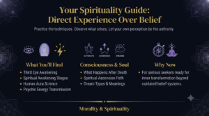 Your Spirituality Guide – Direct Experience Over Belief. Covers third eye, aura, afterlife, ascension, and dreams.