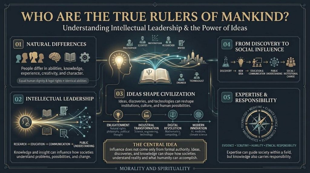 Infographic showing how intellectual leadership, ideas, and expertise shape society and civilization